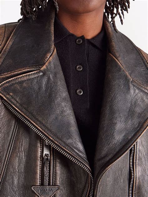 prada lace detail jacket|Black Leather Jacket .